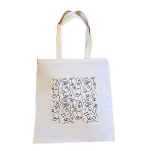 NWT Wool + Pepper Co. Abstract Faces Reusable Cotton Tote Bag